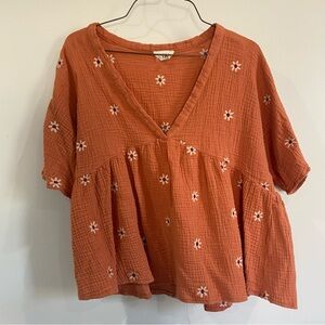 Women's Orange Floral Top